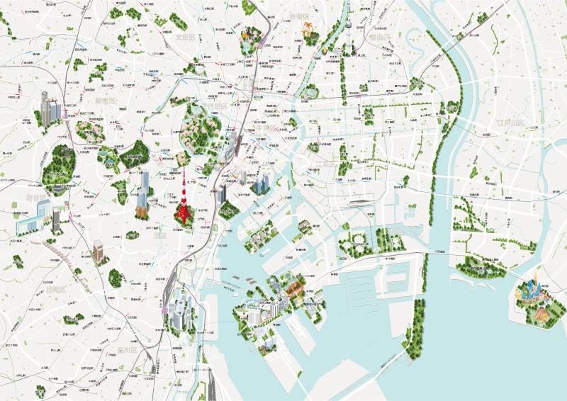 都内マップ 3dイラスト広域 マップ作成のワークスプレス